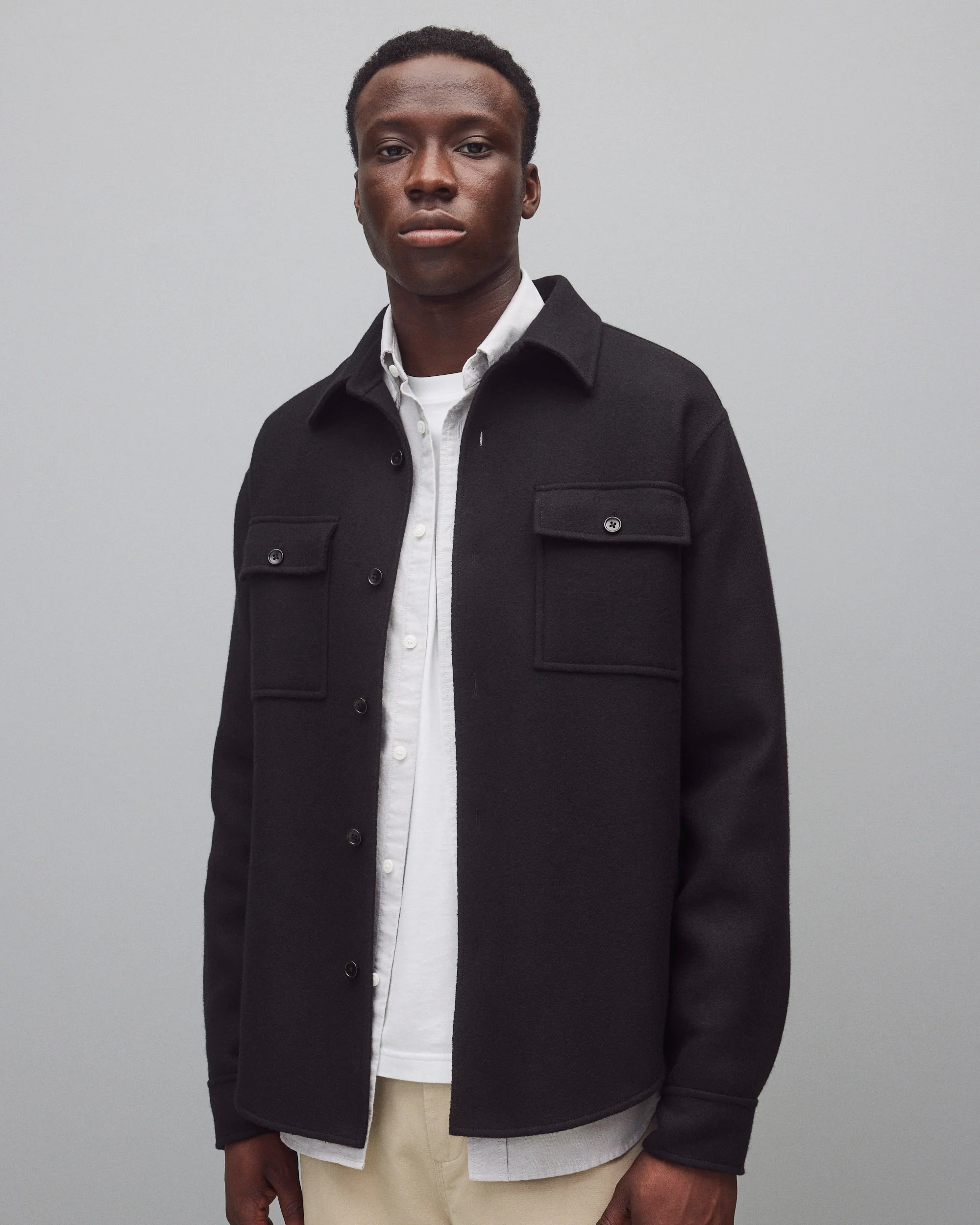 Double Faced Wool Concourse Overshirt - Image 2